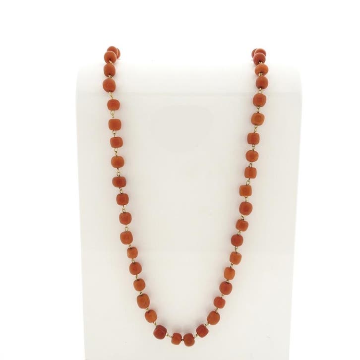 Bloedkoraal kralenketting met gouden slot, Bijoux, Sacs & Beauté, Colliers, Enlèvement ou Envoi