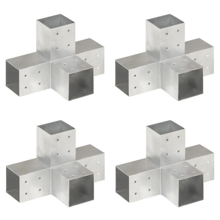 vidaXL Paalverbindingen 4 st X-vorm 81x81 mm gegalvaniseerd, Tuin en Terras, Palen, Balken en Planken, Nieuw, Verzenden