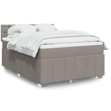 vidaXL Boxspring met matras stof taupe 140x200 cm, Huis en Inrichting, Verzenden, Nieuw