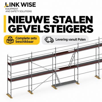Nieuwe stalen gevelsteiger 162 m² – complete steigerset, Doe-het-zelf en Bouw, Steigers, Nieuw, Gevelsteiger, 5 meter of hoger