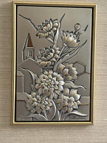 Studio Ottaviani - Reliëf, Fiori - 32 cm - Zilveren lamina
