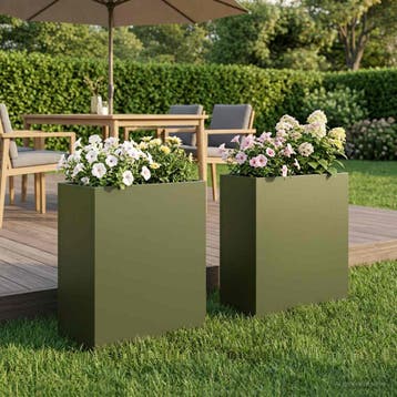 vidaXL Plantenbak 2 st Olijfgroen 40 x 20 x 40 cm, Verzenden