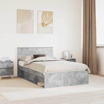 vidaXL Bedframe met hoofdeinde Beton 120 x 200 cm Bewerkt, Verzenden, Nieuw
