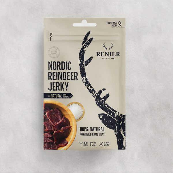 Nordic Reindeer Jerky Sea Salt 25gr. - Renjer Snacks, Diversen, Levensmiddelen, Verzenden