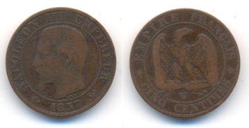 5 Centimes 1857 W Lille Frankreich: Napoleon Iii, 1852-1870, Verzenden