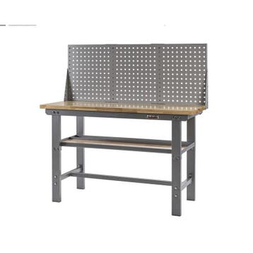 Werkbank grijs 150 cm met hardhouten blad + gereedschapsbord, Ophalen of Verzenden, Nieuw