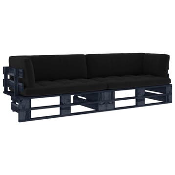 vidaXL Tweezitsbank pallet met kussens zwart geïmpregneerd, Tuin en Terras, Verzenden, Nieuw