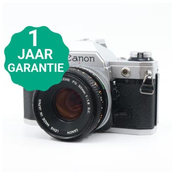 Canon AE-1 zilver + FD 50mm f/1.8 S.C. | Tweedehands, Verzenden, Zo goed als nieuw