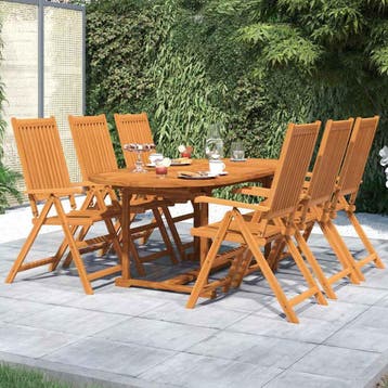 vidaXL 7-delige Tuinset massief acaciahout 120-170 cm, Tuin en Terras, Verzenden, Nieuw, Tuinset