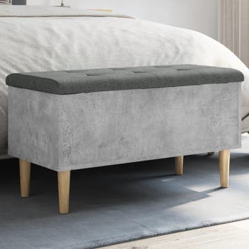 vidaXL Opbergbankje 82x42x46 cm bewerkt hout betongrijs, Verzenden, Nieuw