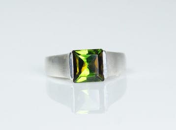Zonder minimumprijs - Ring - 925 zilver - natuurlijke groene, Nieuw