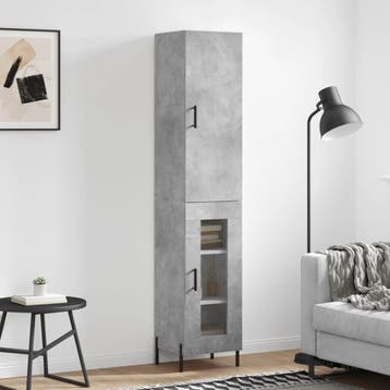vidaXL Hoge kast 34,5x34x180 cm bewerkt hout betongrijs, Verzenden, Nieuw