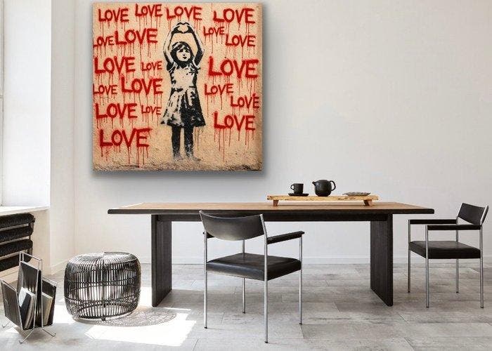 EMIR BERCUTTE - STREET ART LOVE LOVE - Toile L, Antiek en Kunst, Kunst | Designobjecten