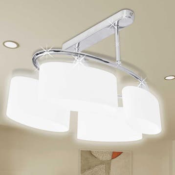 vidaXL Plafondlamp met ellips glazen kapjes (4 x E14), Maison & Meubles, Lampes | Plafonniers, Verzenden