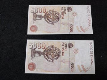 Spanje. - 2 x 5000 Pesetas - 1992 - Consecutive - Pick 165
