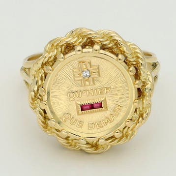Ring - 18 karaat Geel goud - Diamant - Robijn, Nieuw