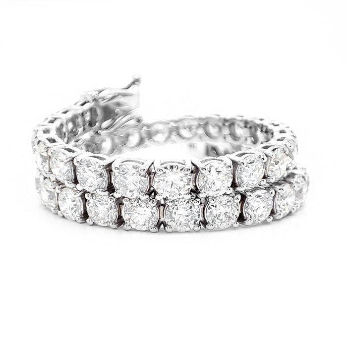 Armband - 14 karaat Witgoud - 9.92ct. tw. Diamant, Handtassen en Accessoires, Armbanden