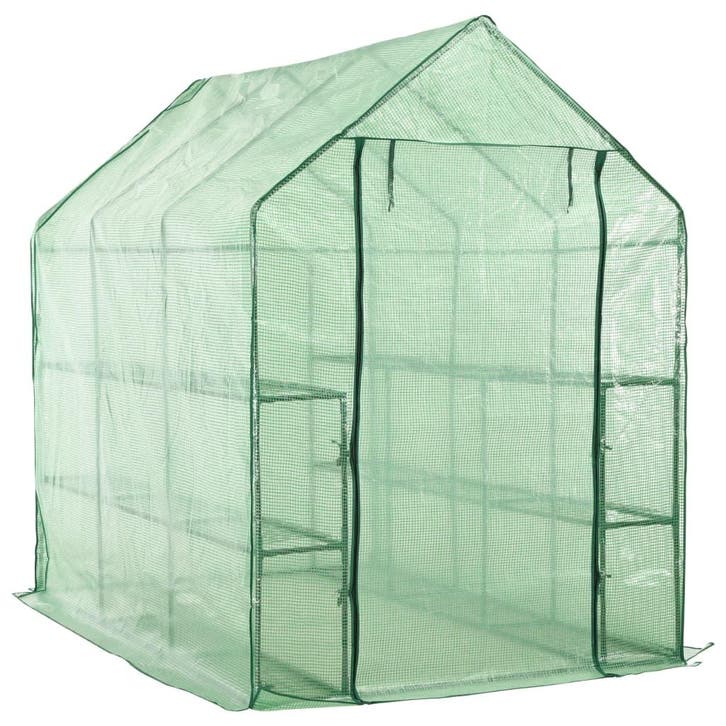 vidaXL Inloopkas met 12 schappen 143x214x196 cm staal, Jardin & Terrasse, Serres, Envoi