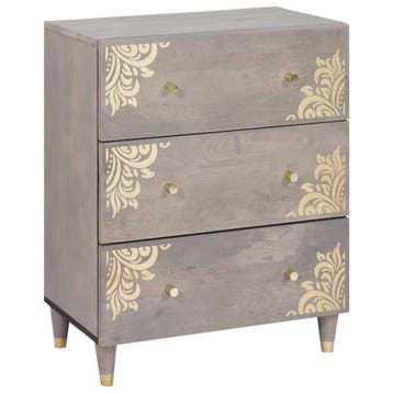 vidaXL Dressoir Grijs en Goud 60 x 33 x 75 cm Massief Mango, Verzenden
