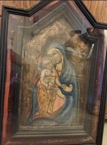 Scuola italiana (XIX), Kring van - Madonna con bambino Gesù
