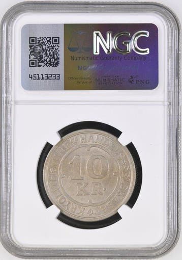 Groenland, Denemarken. 10 Kroner 1922 / Ivigtut Cryolite, Gestempeld