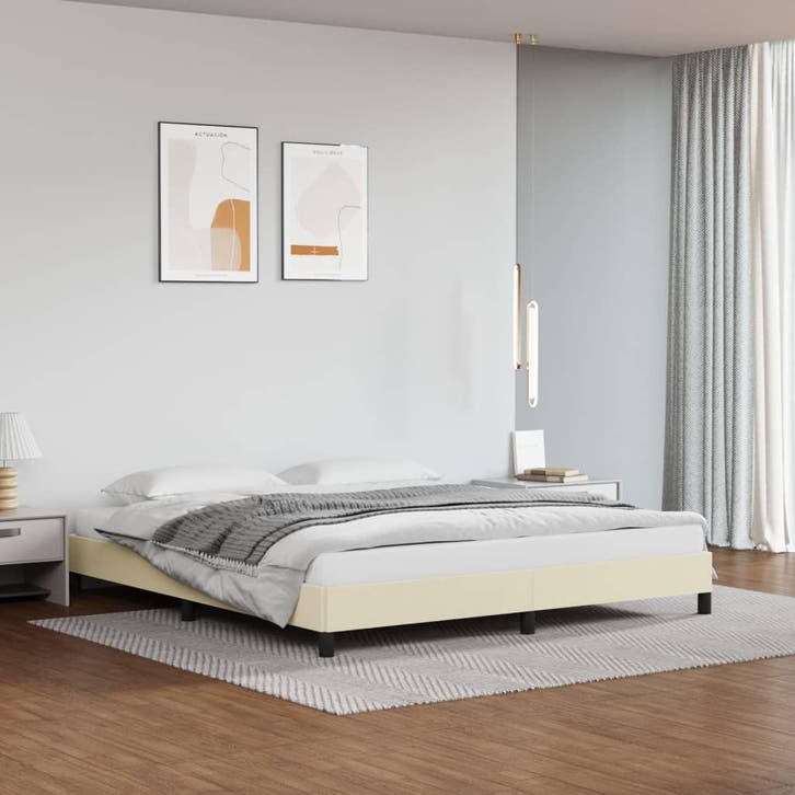 vidaXL Bedframe kunstleer crèmekleurig 180x200 cm, Huis en Inrichting, Slaapkamer | Bedden, Nieuw, Verzenden