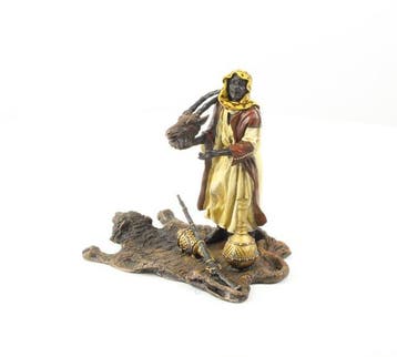 Beeld, Arabische jager - 14.5 cm - Brons