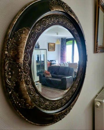 Miroir mural- Hublot - Bois, Cristal - Miroir Oval en, Antiquités & Art