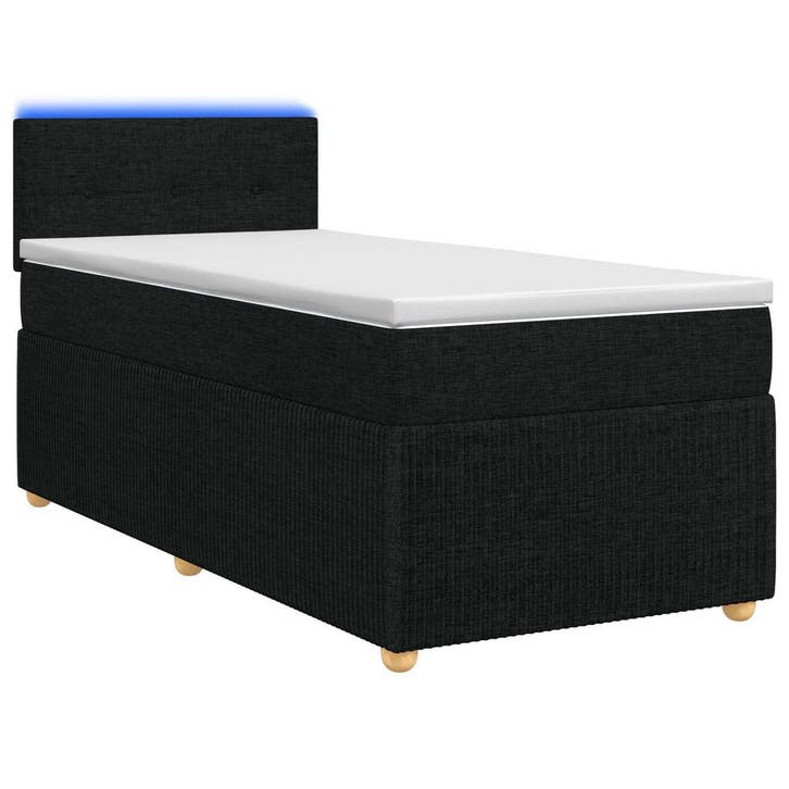 vidaXL Boxspringbed met matras met hoofdeinde Zwart 90 x 200, Huis en Inrichting, Slaapkamer | Bedden, Nieuw, Verzenden