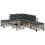 vidaXL 3-delige Loungeset met kussens poly rattan grijs, Verzenden