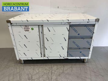 RVS Werkkast Kast Werktafel 2 klapdeuren en 3 laden 140 cm, Ophalen of Verzenden