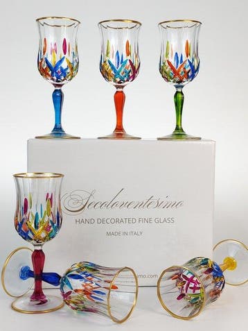 Secoloventesimo - Kelk (6) - Golden Colors goblet - Emaille,, Antiek en Kunst