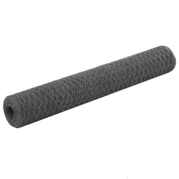 vidaXL Kippengaas 25x1 m staal met PVC coating grijs, Verzenden, Nieuw