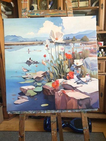 Bondero - Quiet Waters in Bloom, Antiek en Kunst