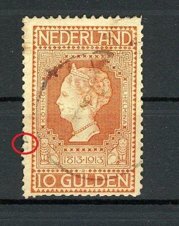 Pays-Bas 1913 - 10 gulden Oranje - avec remarque - NVPH 101