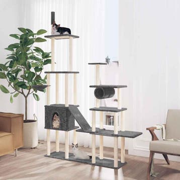 vidaXL Kattenmeubel met sisal krabpalen 279 cm donkergrijs, Verzenden