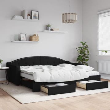 vidaXL Slaapbank met onderschuifbed en lades 90x200 cm stof, Verzenden, Nieuw