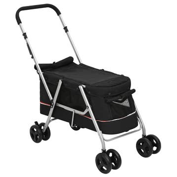 vidaXL Hondenwagen inklapbaar 100x49x96 cm linnenstof zwart, Dieren en Toebehoren, Verzenden, Nieuw