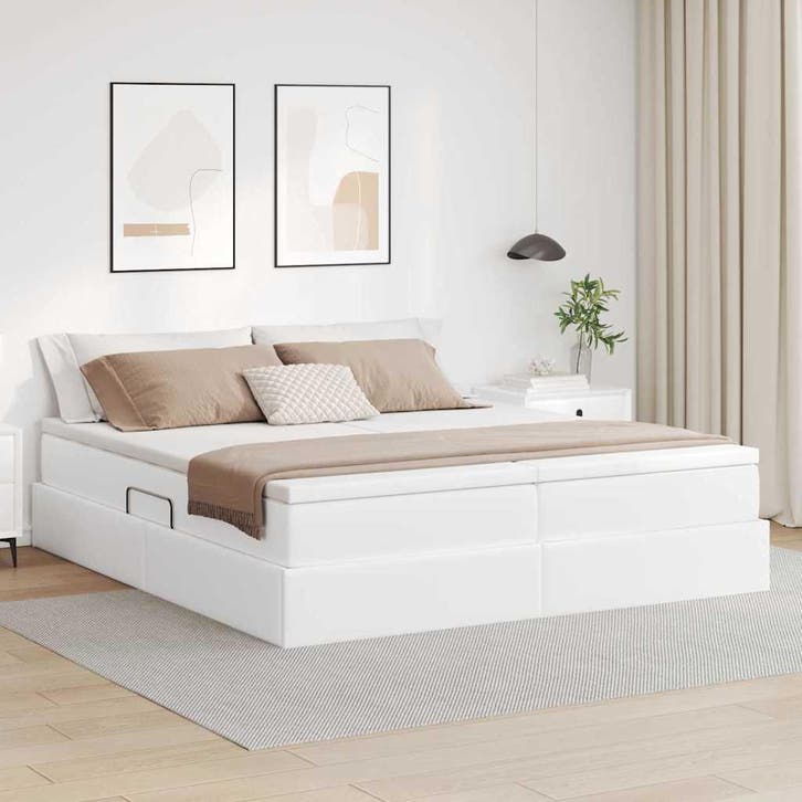 vidaXL Opbergbed met matras met matras Wit 180 x 200 cm, Huis en Inrichting, Slaapkamer | Bedden, Nieuw, Verzenden