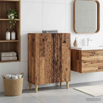 vidaXL Badkamer Opbergkast DELFT Oud hout 59,5 x 31 x 80 cm, Verzenden