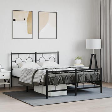 vidaXL Bedframe met hoofd- en voeteneinde metaal zwart, Verzenden