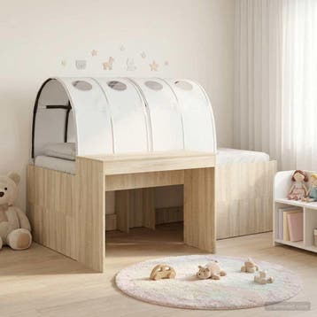 vidaXL Bedframe met Tunnel 3 st Sonoma eiken en wit Bewerkt, Verzenden