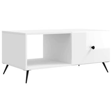 vidaXL Salontafel Hoogglans Wit 90 x 50 x 40 cm Bewerkt hout, Huis en Inrichting, Tafels | Salontafels, Verzenden, Nieuw