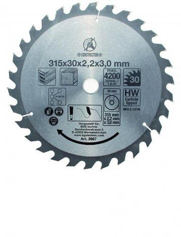 Bgs Technic Hardmetaal Cirkelzaagblad diameter 315 mm 30 tan, Verzenden, Nieuw