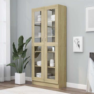vidaXL Vitrinekast 82,5x30,5x185 cm bewerkt hout sonoma, Verzenden, Nieuw