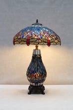 Lampe - Style Tiffany - libellule - Laiton, Verre