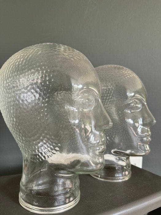Mannequin - Twee glazen mannequin hoofden, Antiquités & Art, Art | Objets design