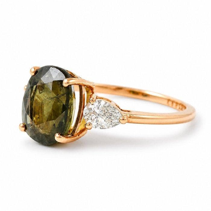 Zonder minimumprijs - Ring - 14 karaat Geel goud - 3.88ct., Handtassen en Accessoires, Ringen