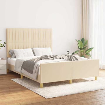vidaXL Bedframe zonder matras stof crèmekleurig 140x200 cm, Verzenden, Nieuw