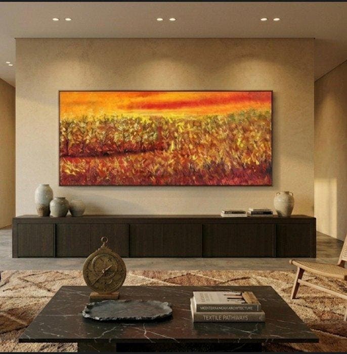 Nguyen Robert (1958) - Nature Orange 77 147 cm, Antiek en Kunst, Kunst | Schilderijen | Modern